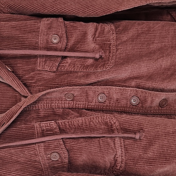 American Eagle Women’s Corduroy Bomber Hoodie Jacket Rust Brown Size M - Picture 7 of 12